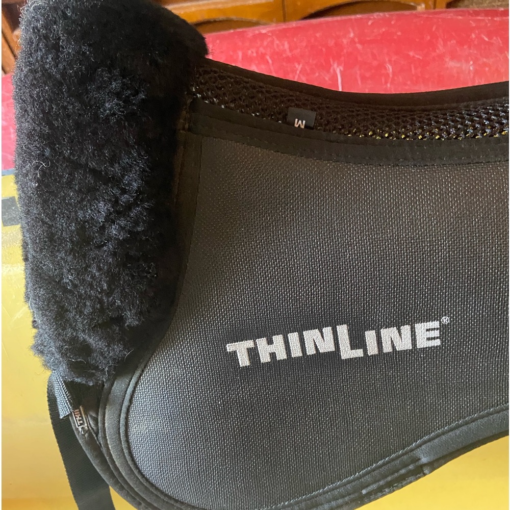 Thinline Ultra Comfort Pad Sheepskin Trimmed Cotton Half Pad Black Medium